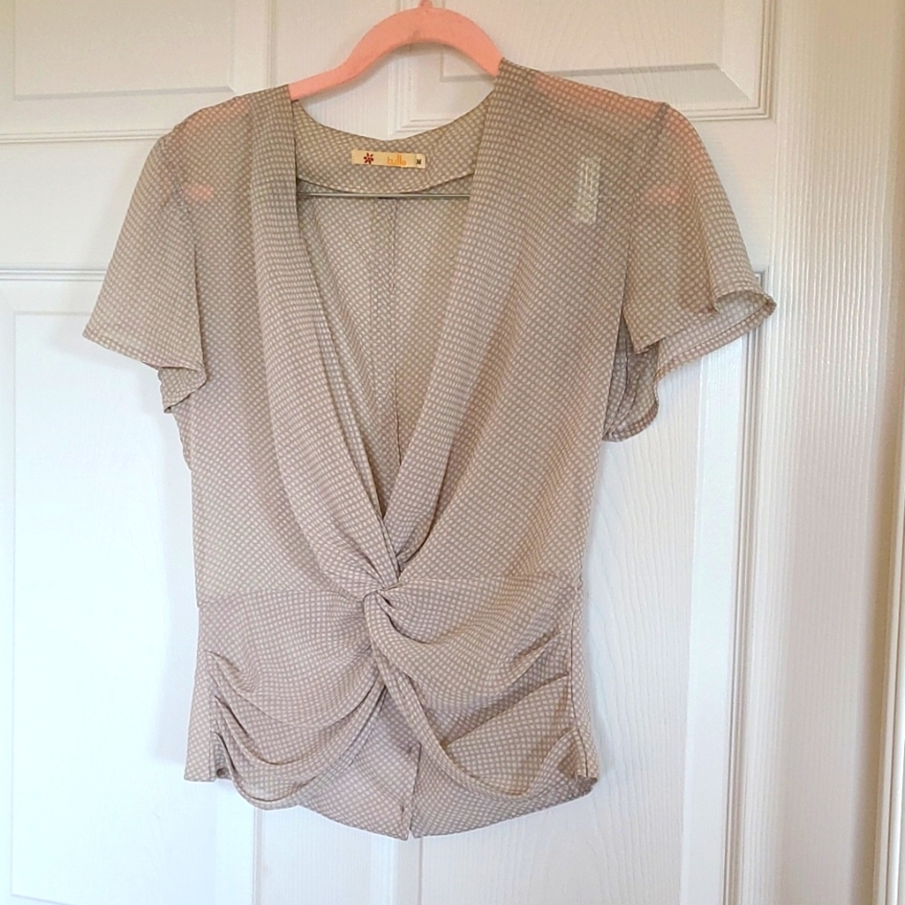 Sheer gray polka dot blouse MEDIUM